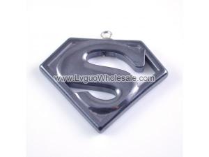 Hematite Super Man 28x37mm Pendant